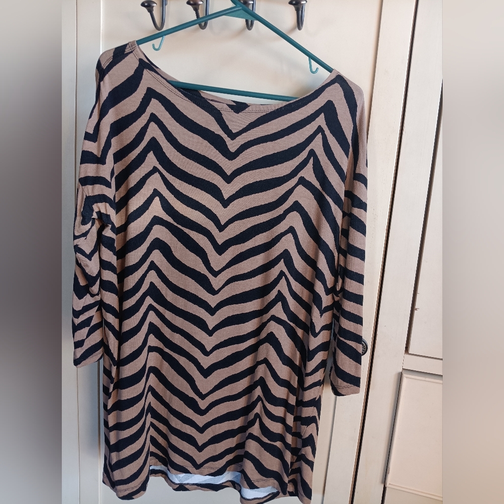 Multiples Black and Tan Long Sleeve Top